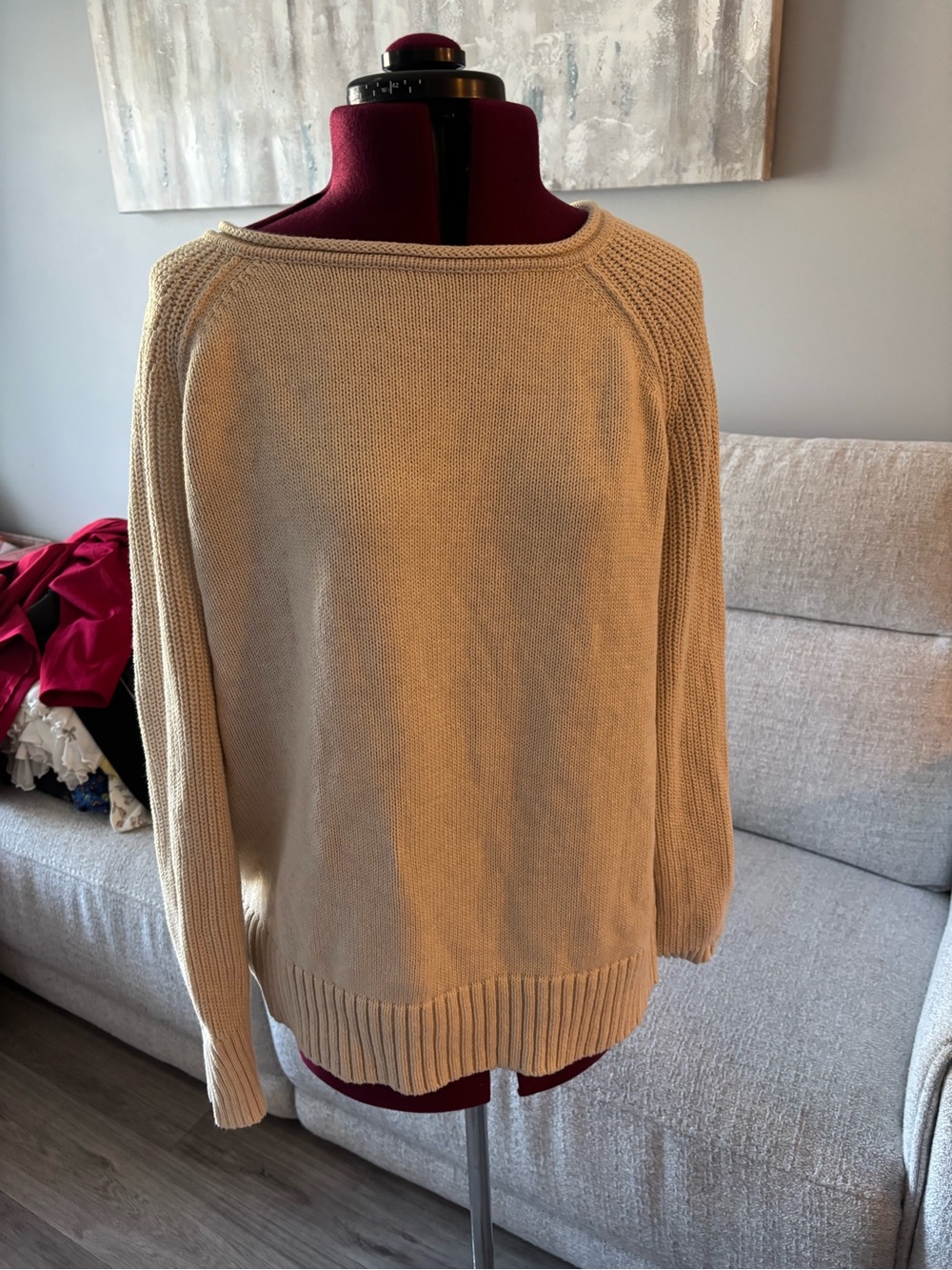 aerie Cream Ribbed Knit Sweater - Lightweight Pullover